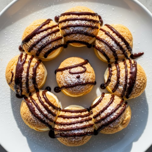 Profite Rolls With Chocolate Sauce 